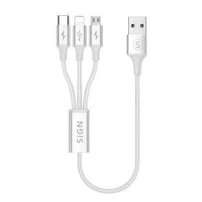 SiGN 3-in-1 Cable 0,25m, Lightning, USB-C, Micro-USB 5V, 3A
