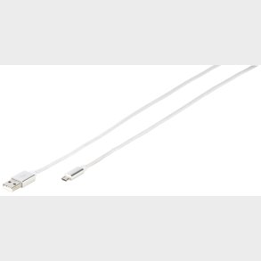VIVANCO Longlife Flettet Micro-USB kabel 1,5m Hvid