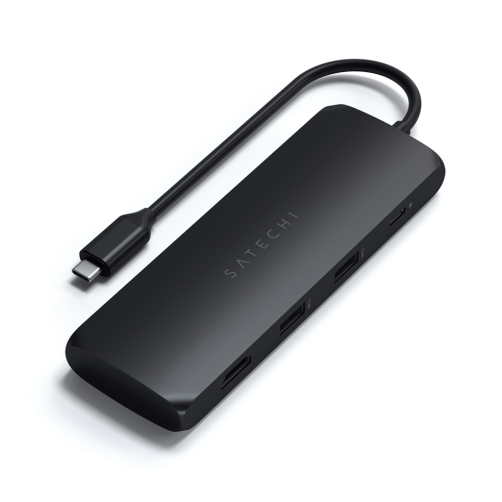 Satechi USB-C Hybrid 1-i-1 m. indbygget SSD lagerrum &amp; 4K HDMI Port - Sort