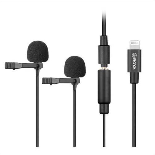 Boya Knaphulsmikrofon BY-M2D Lightning Dual iOS 6m kabel