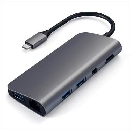Satechi USB-C Multiport Adapter 4K, Ethernet &amp; Mini Displayport Space Grey